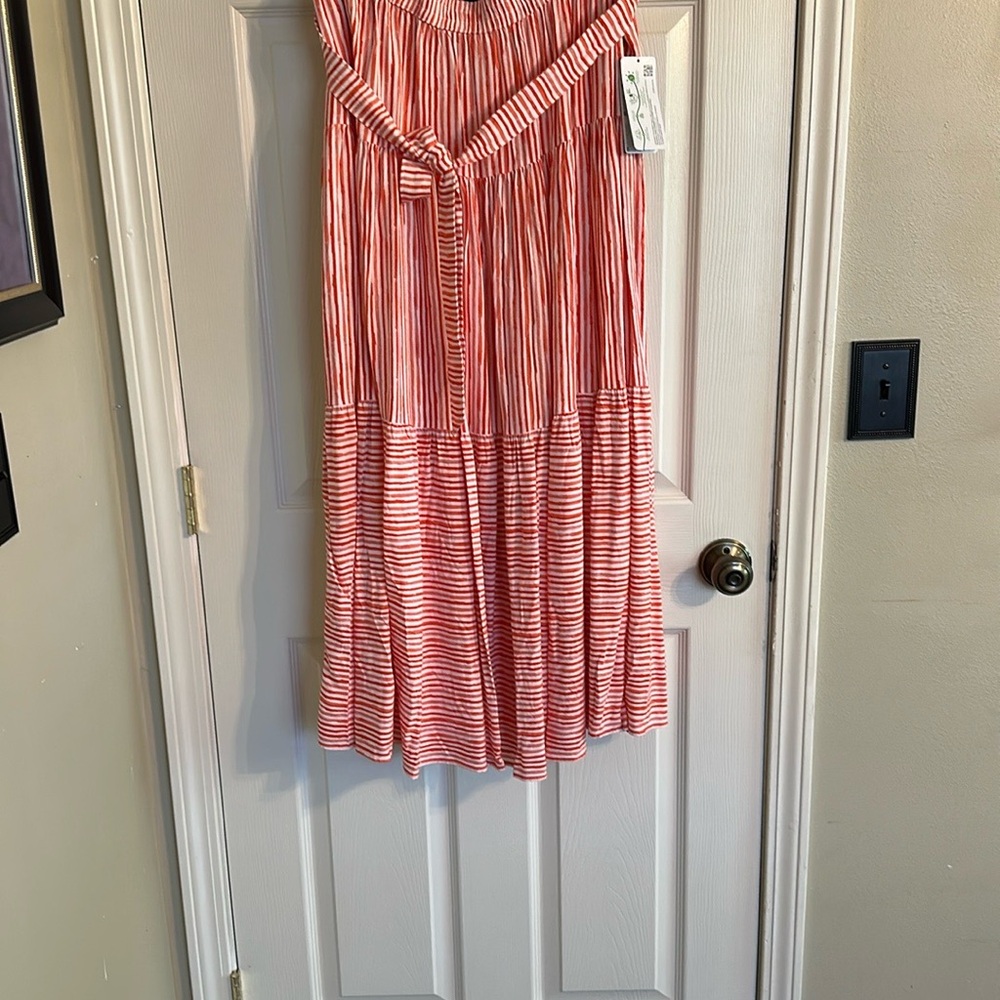 NWT-Lands' End Skirt, tiered pink, orange and white striped, XL.
